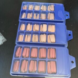 3 set nude pink press on nails